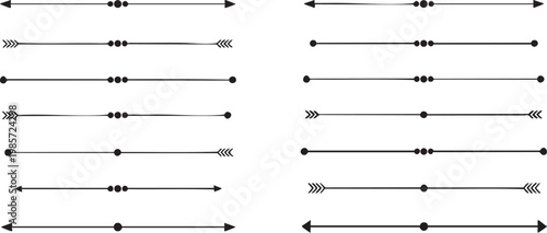 Elegant black dot and arrow line separator pack.
