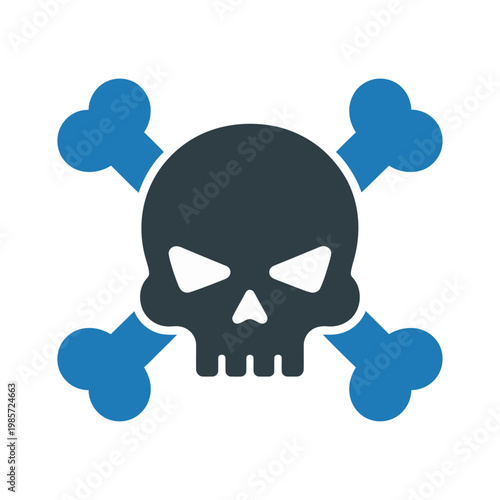 Vector of a skull and crossbones symbol with a menacing expression