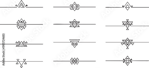 Ethnic geometric triangle dividers and ornaments.