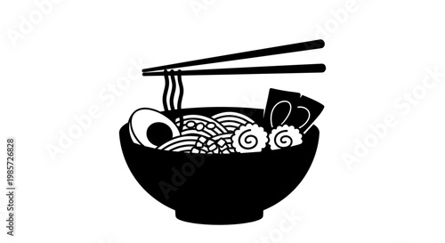 Noodle bowl with chopsticks.