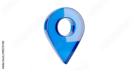 3D blue location pin marker icon isolated on transparent background