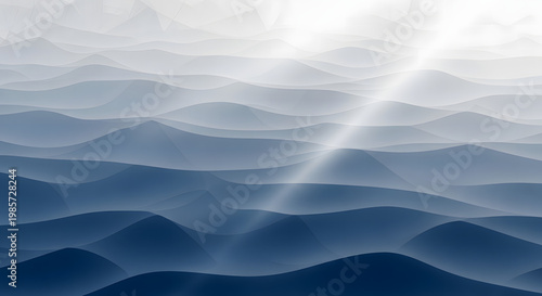 Abstract blue wavy background with light rays