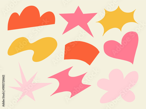 Abstract Bold Shapes Set Colorful Retro Organic Elements Modern Minimal Blob Graphic Design Pack