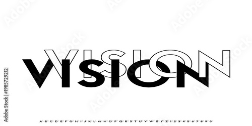 Vision Layered Font - Modern Bold Sans Serif with Outline Shadow Effect