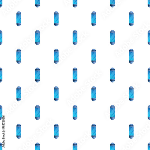 Blue futuristic capsules seamless pattern on white background