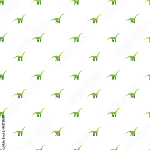 Green brachiosaurus dinosaurs repeating on a white background, creating a fun prehistoric pattern