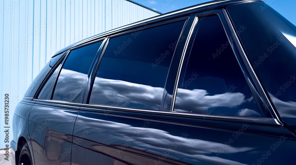 Obraz premium Close Up of Auto Window Film Enhancing Driving Comfort, Glare Reduction, and Privacy for Safety