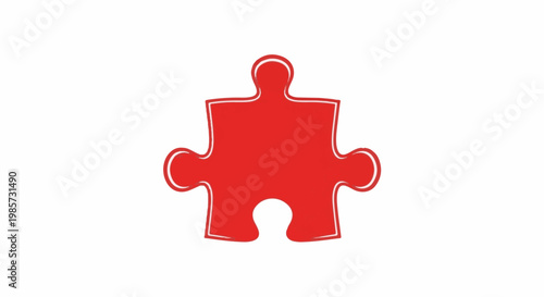 Simple red jigsaw puzzle piece with a white outline against a white background