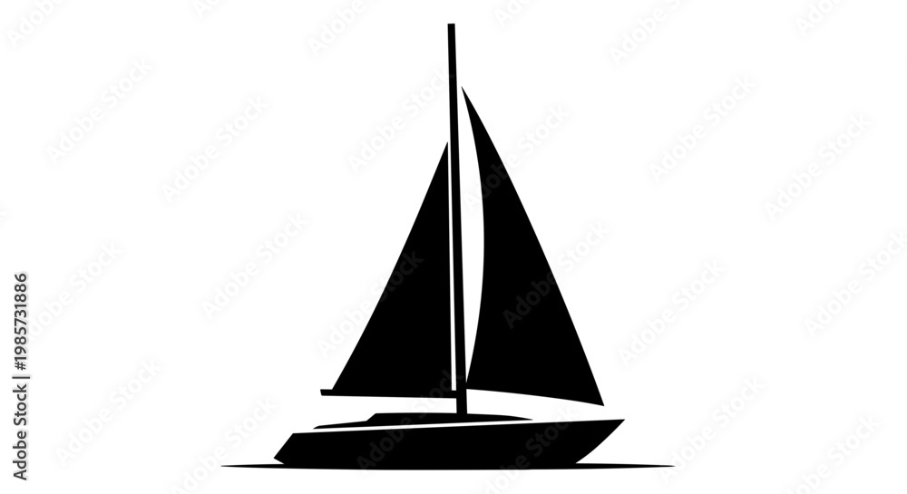 Fototapeta premium Sailboat Silhouette on Water Surface.