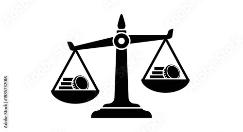 Scales of justice with coins.
