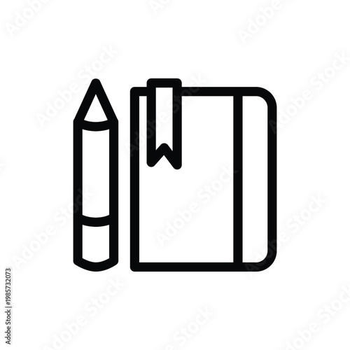 Closed book with pencil outline icon vector design good for web or mobile app