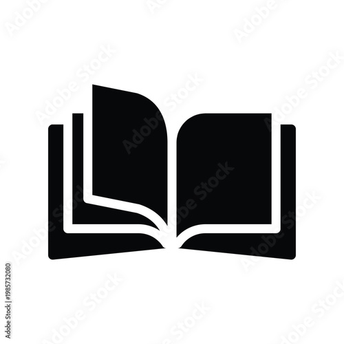 Open book page solid icon vector design good for web or mobile app