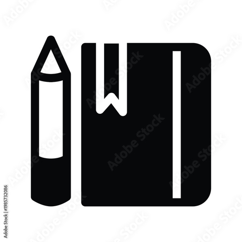 Closed book with pencil solid icon vector design good for web or mobile app