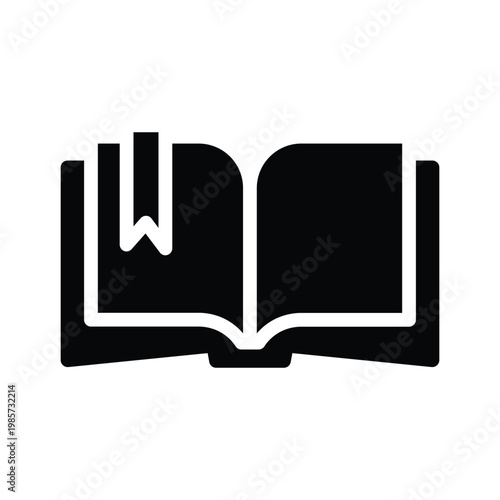 Open book with bookmark solid icon vector design good for web or mobile app