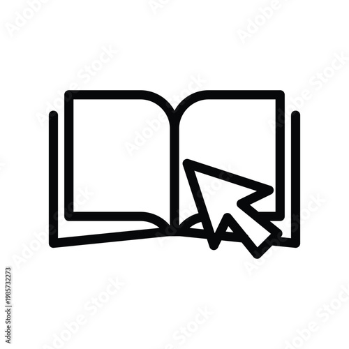 Open Book with Cursor Pointer outline icon vector design good for web or mobile app