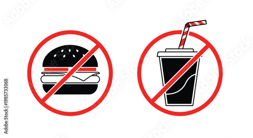 No food or drinks allowed a hamburger and soda are prohibited