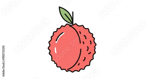Cute cartoon illustration of a colorful peach fruit with leaf