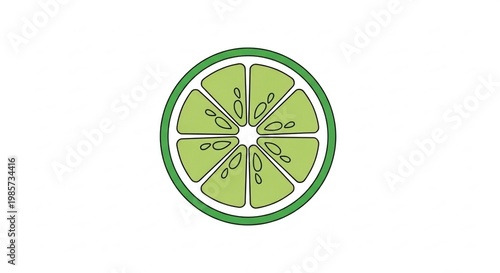 Fresh Lime Slice with Vibrant Green Color and Clean Background