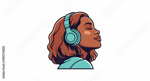 Woman with headphones enjoying music, eyes closed in serene bliss