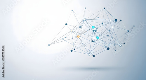 Abstract neural network and data visualization concept with interconnected nodes and lines