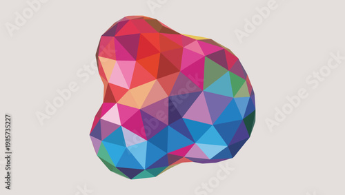 A colorful abstract shape composed of polygonal geometric forms