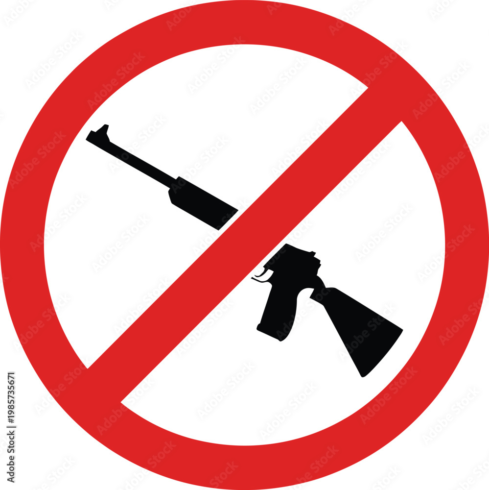 Obraz premium No rifle allowed prohibition sign against firearms and weapons on transparent background.