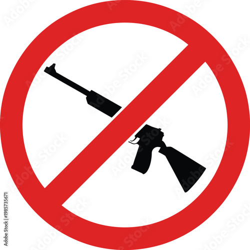 No rifle allowed prohibition sign against firearms and weapons on transparent background.