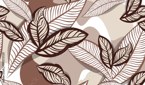 Creative leaves pattern. Seamless line leaves pattern