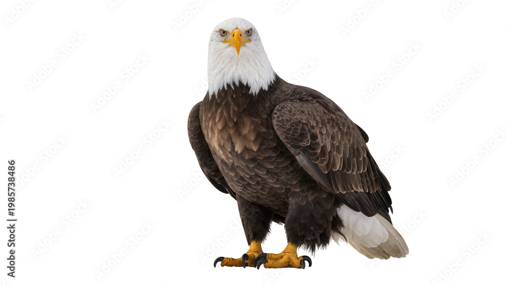 Obraz premium Majestic bald eagle with sharp talons, isolated on transparent background
