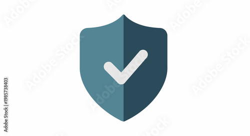 Flat security shield design with checkmark symbolizing verified protection safety standards digital defense protocol secure software authentication process trust badge and reliable online privacy