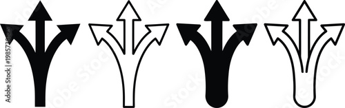 Directional arrows showing split path options with direction decision strategy illustration