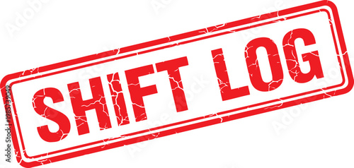 Red stamp with text shift log rubber stamp rectangle document business schedule notation