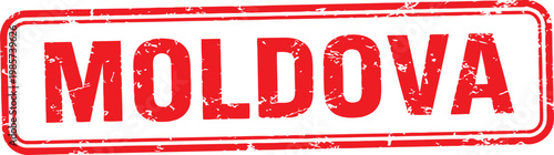 Rectangular stamp with the word moldova in distressed red letters distressed rectangle official