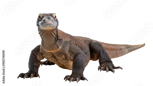Εκτύπωση καμβά Massive Komodo dragon reptile with scaly brown skin, isolated on transparent bac