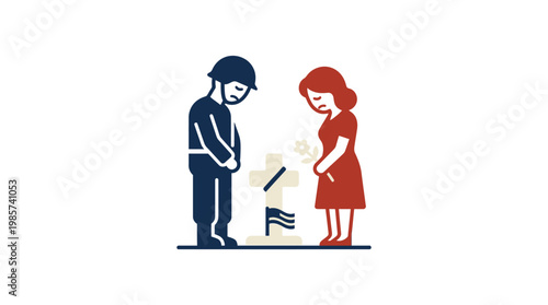 Mourning Soldier and Woman at War Memorial