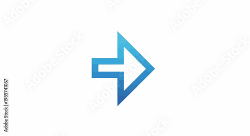 A stylized blue arrow pointing right, with a gradient fill