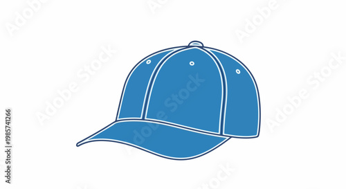 A stylized blue baseball cap with white trim and a simple button on top
