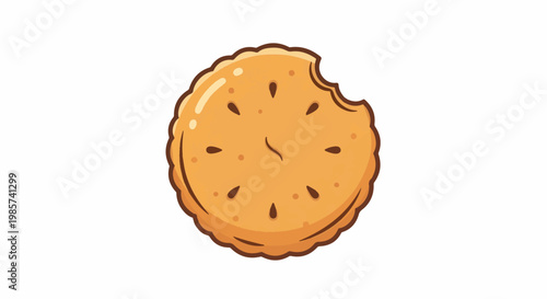 A single, round, cartoonish cracker with a bite taken out of it