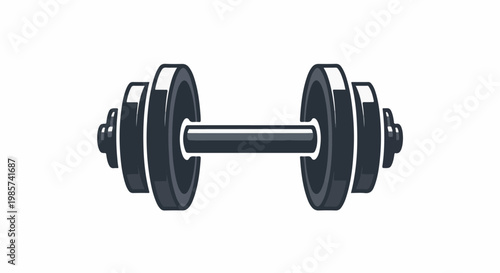 A simple, stylized illustration of a black barbell with weight plates