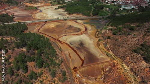Aerial view of Rio Tinto open-pit mine in Spain
