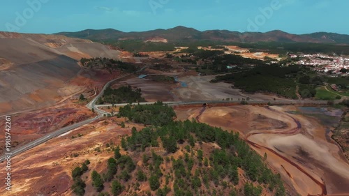 Aerial view of Rio Tinto open-pit mine in Spain