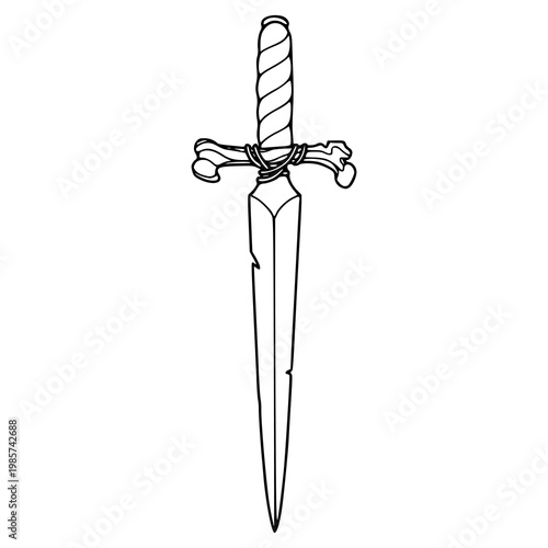 skeleton bone cross guard dagger illustration