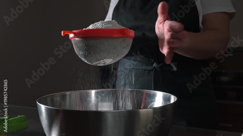 Preparing Vegan Italian Lasagna: Sifting Flour for a Healthy Homemade Meal