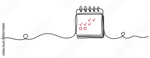 Spiral notepad displaying checked checklist on white background. No editable stroke