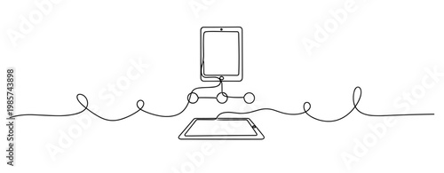 Tablet connecting to touchscreen pad on continuous line. No editable stroke