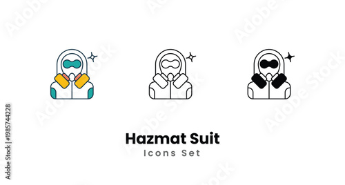Hazmat Suit vector icons. Suitable for Web Page, Mobile App, UI, UX and GUI design.