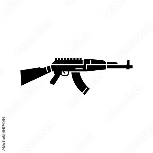 Assault rifle glyph icon. Combat rifle solid illustration.