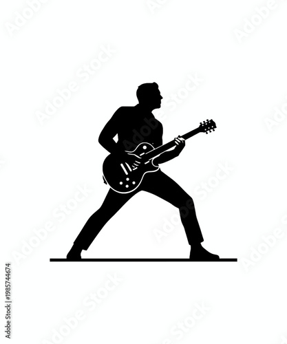 rock musician playing electric guitar vector illustration
