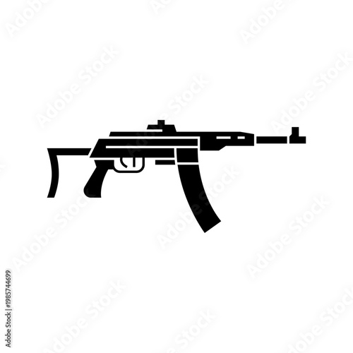 submachine gun glyph icon. submachine gun solid illustration.