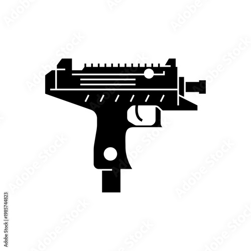 Uzi gun glyph icon. submachine gun solid illustration.